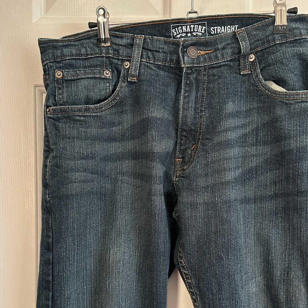 Signature by Levi Strauss Men's Straight Jeans - Dark Blue - 34/32 - Picture 4 of 9